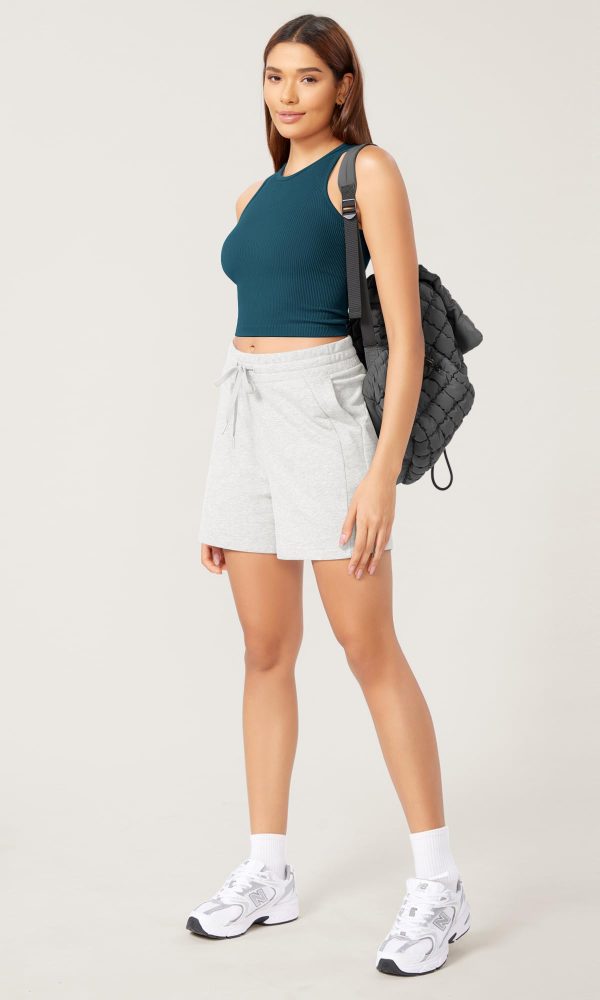 3-Pack Seamless Crop Tank for Women Ribbed Soft High Neck Cropped Tops