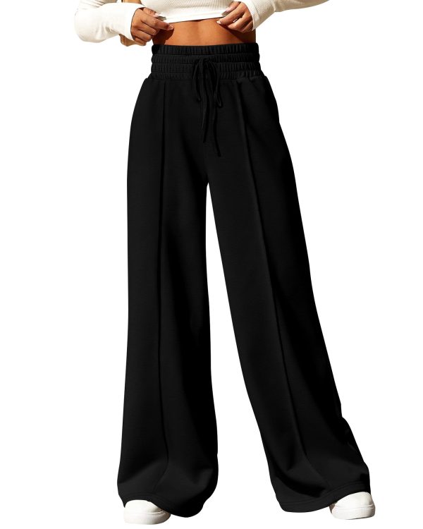 Womens Wide Leg Sweatpants Casual Loose Solid Color Pants Comfy Lounge Joggers Baggy Sweatpants Pockets