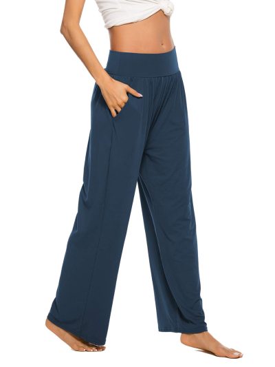 Womens Yoga Sweatpants Comfy Loose Casual Wide Leg Lounge Joggers Pants with Pockets