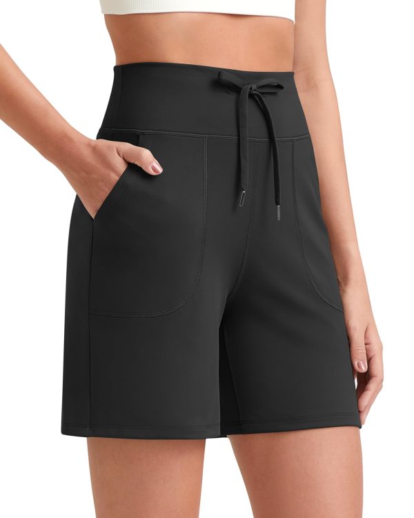 Women's Athletic Running Shorts High Waisted Bermuda Summer Casual Shorts for Golf Yoga with Pockets