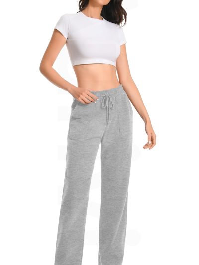 Widen Waistband Sweat Pants for Women Exposed Pockets Lounge Sweatpants Straight Leg Pants 29???? Inseam