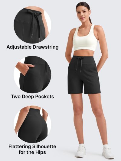 Women's Athletic Running Shorts High Waisted Bermuda Summer Casual Shorts for Golf Yoga with Pockets