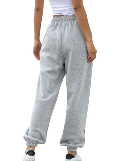Women Sweatpants Baggy High Waisted Cinch Bottom Athletic Joggers Sweat Pants with Pockets