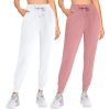 712GrHhKomL.jpg 2 Pack Women's Joggers with Pockets Tapered Sweatpants for Women Lounge Workout Jogging Pants for Yoga Running
