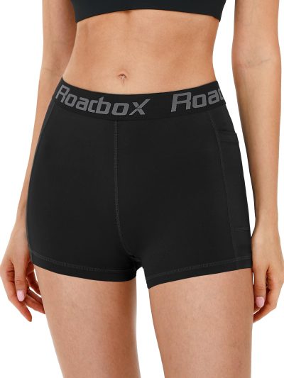 4" Women's Spandex Compression Shorts, 3 Pack Volleyball Shorts Athletic Biker Shorts for Workout Running Gym Yoga