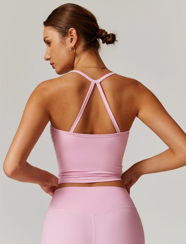 Womens Longline Sports Bras Cross Back Active Gym Yoga Padded Workout Crop Tank Top with Built in Bra