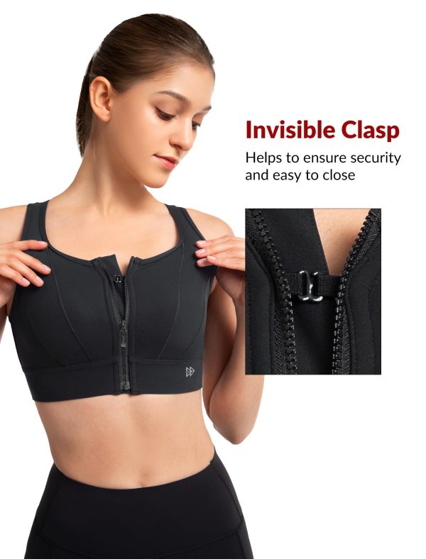 Front Closure Sports Bras for Women High Support Large Bust Supportive Sports Bra High Impact for Running