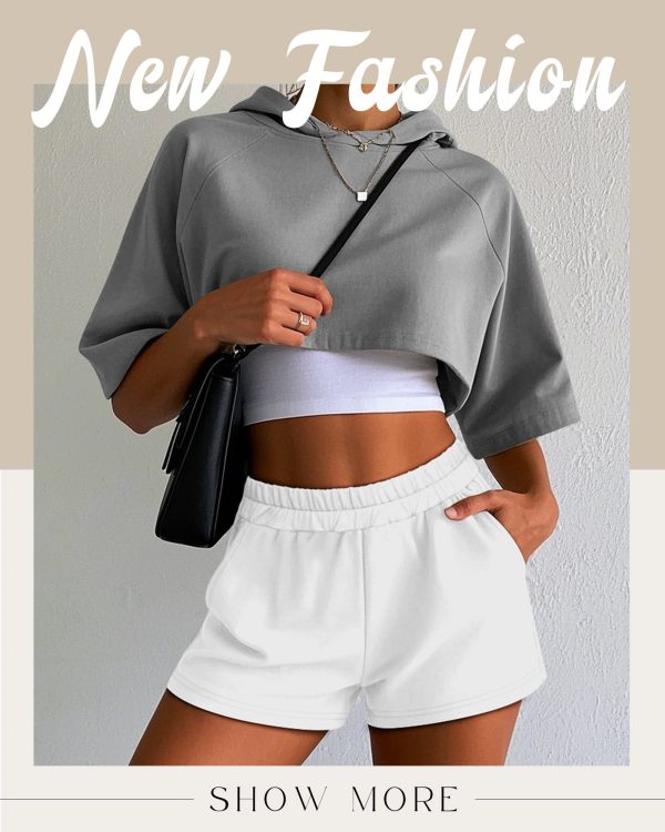 3 Pack Women's Sweat Shorts, Elastic High Waist Shorts Casual Summer Lounge Cotton Comfy Athletic Shorts with Pockets