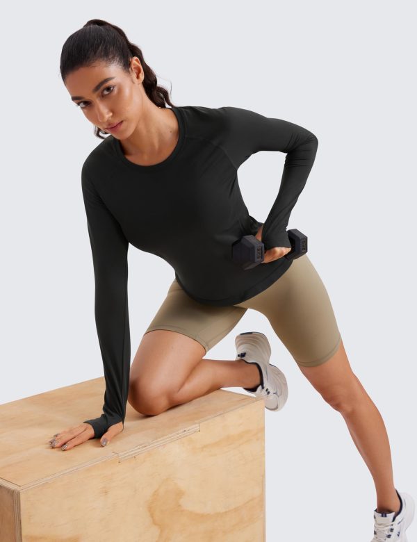 Womens Seamless Workout Long Sleeve Shirts Quick Dry Gym Athletic Tops Breathable Running Yoga T-Shirts