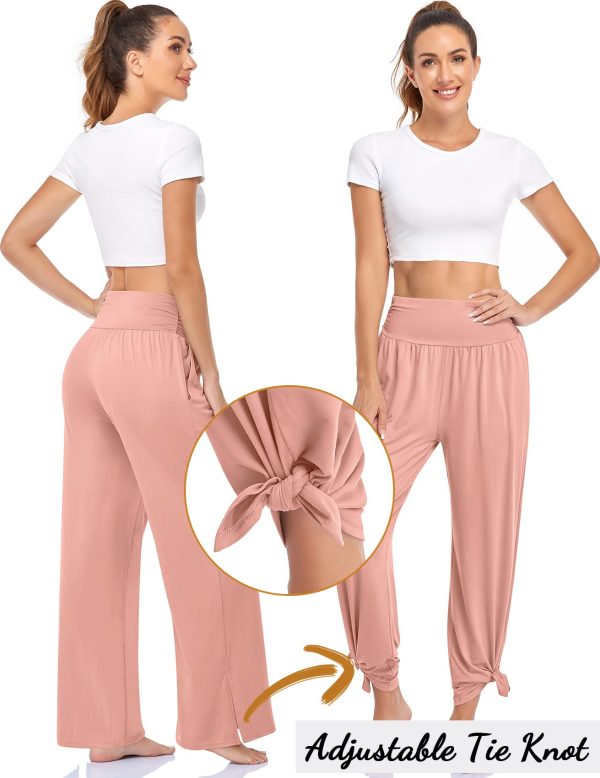 Womens Wide Leg Yoga Pants High Waisted Side Slit Joggers Casual Loose Lounge Sweatpants with Pockets- 28" / 18" Inseam