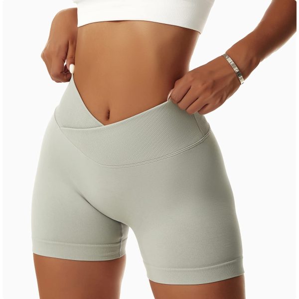 2 Pack Workout Gym Shorts for Women High Waisted Booty V Cross Biker Shorts Scrunch Butt Athletic Yoga Shorts