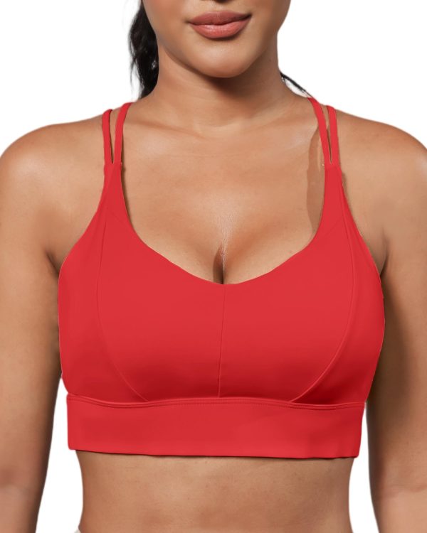 Sports Bra for Women Strappy Medium Support Push Up Padded Sports Bra for Running Workout Bra Yoga Bra