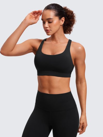 Women's Strappy Sports Bras Fitness Workout Padded Yoga Top Criss Cross Back Cami