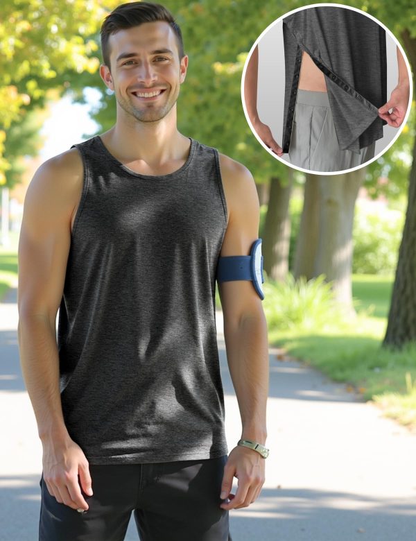 Unisex Shoulder Surgery Shirts, Shoulder Snap-Access Tank Tops, Arm Broken,Snap Open Sleeveless Shirt