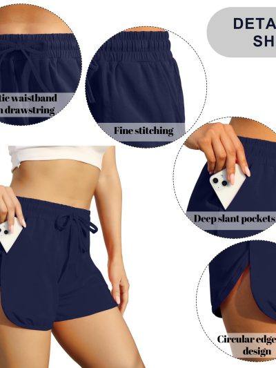 3 Packs Women Sport Shorts Cotton Yoga Running Workout Shorts Summer Athletic Pant with Drawstring and Pockets