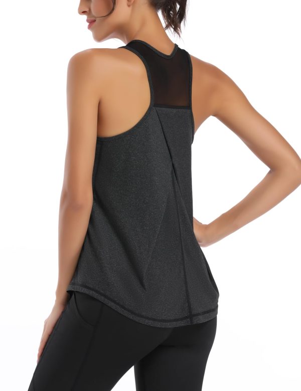 5 Pack Womens Workout Tops Mesh Racerback Tank Tops Sleeveless Athletic Gym Yoga Shirts
