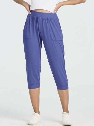 3 Pack: Women's Ribbed Capri Jogger Lounge Sweatpants with Pockets Yoga Workout (Available in Plus Size)