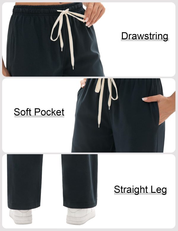 1/4 Pack Women's Wide Straight Leg Sweatpants, Cotton Baggy Lounge Sweat Pants, Casual Athletic Fit