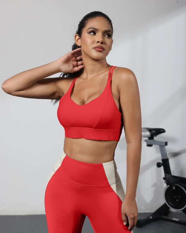 Sports Bra for Women Strappy Medium Support Push Up Padded Sports Bra for Running Workout Bra Yoga Bra