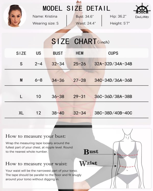 Strappy Sports Bras for Women High Support Longline Open Back Workout Tops Padded Cross Yoga Crop Tank Built in Bra