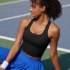 71KRAc1HtRL.jpg High Impact Sports Bras for Women - Square Neck Longline Workout Crop Tops with Built in Shelf Yoga Bra