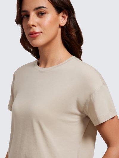 Pima Cotton Short Sleeve Workout Tops for Women Loose Basic T-Shirts Athletic Gym Casual Shirts