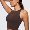 71MMe3sa9NL.jpg Womens Butterluxe Double Lined Cropped Tops High Neck Racerback Tanks Sleeveless Casual Workout Crop Shirts