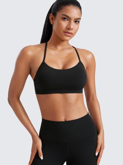 Butterluxe Womens Y Back Sports Bra - Padded Racerback Low Impact Spaghetti Thin Strap Workout Yoga Top