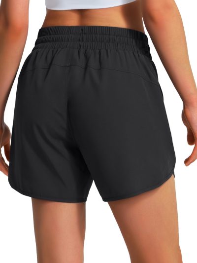 Women's 5" Athletic Running Shorts Quick Dry Lightweight Workout Gym Shorts with Zipper Pockets UPF 50+