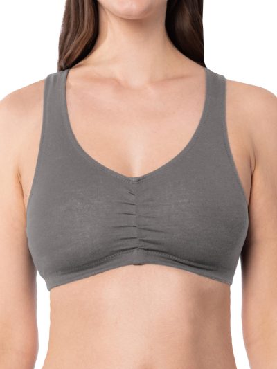 Women's Cotton Spandex Racer Back Bra | 4 Way Stretch Pullover Workout Sport Bras (Multi-Pack)