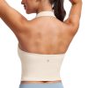 Womens Butterluxe Halter Longline Sports Bra - Padded Workout Yoga Crop Tops Tanks with Built in Pads
