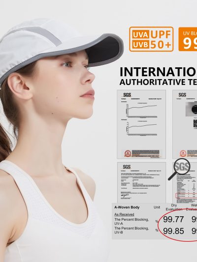 2 Pack Reflective Foldable Sports Hat UPF 50+ Sun Protection Outdoor Run Hats for Men and Women