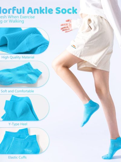 20 Pairs Womens Ankle Socks Low Cut Athletic Running Sports Colorful Short Socks with Tab