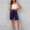 71SCdA0CRBL.jpg 3 Pack Women's 8" Bermuda Shorts, High Waist Stretch Casual Knee Length Bottoms Summer Athletic Gym Short with Pocket