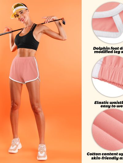 5 Pieces Cotton Shorts Dolphin Design Athletic Shorts Women Sports Shorts for Dance, Yoga, Running