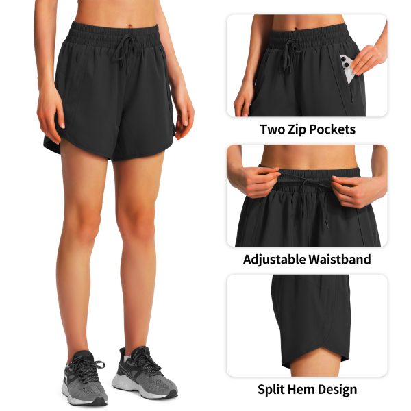 Women's 5" Athletic Running Shorts Quick Dry Lightweight Workout Gym Shorts with Zipper Pockets UPF 50+