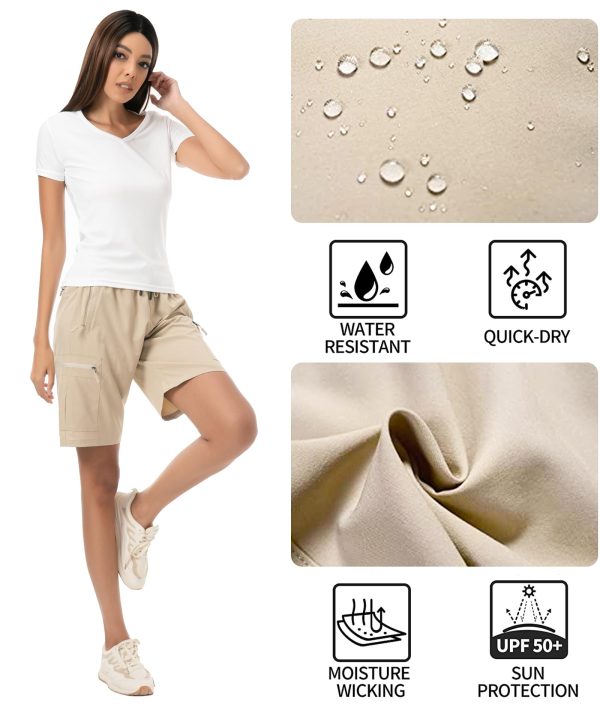 Women's Lightweight Hiking Cargo Shorts Quick Dry Breathable Summer Shorts Women Travel Athletic Golf with Pockets