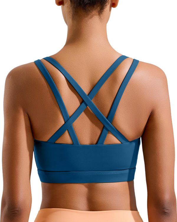Sports Bras for Women,Molded Cup Strappy Running High Support Sports Bras Workout Yoga Bra