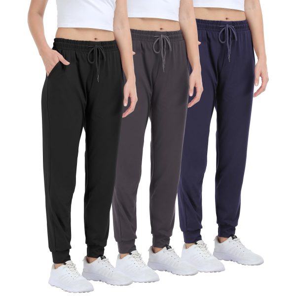 71conF3M07L.jpg Women's Joggers with Pockets,Women Sweatpants for Loung Yoga Workout Running Casual Pants 3PACK