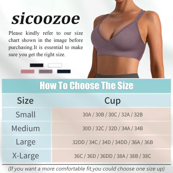 Sports Bra for Women V-Neck Strappy Criss Cross Yoga Bra Padded Seamless Workout Gym Athletic Fitness Bras 3 Pack