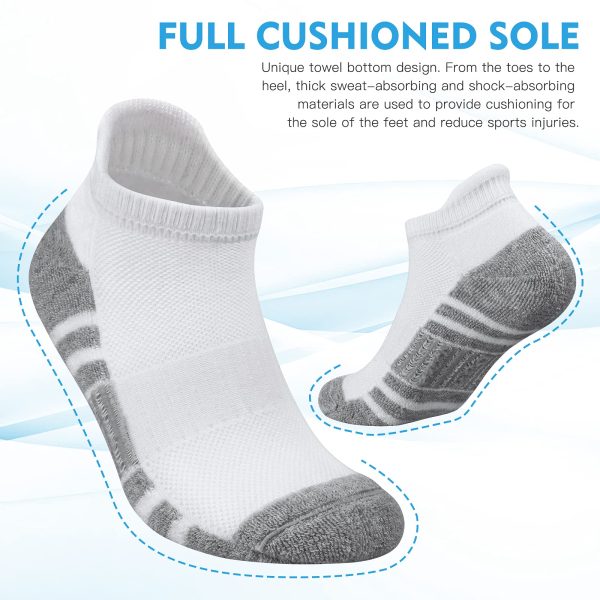 Ankle Athletic Running Socks Low Cut Sports Socks Breathable Cushioned Tab Socks for Men Women 6 Pairs