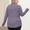 71fjofUqnqL.jpg Womens Plus Size Workout Tops Long Sleeve 1/4 Zip UV Sun Protection Quick Dry Hiking Athletic Shirts Rash Guard UPF 50+