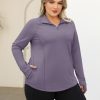 71hDfhaChbL.jpg Womens Plus Size Workout Tops Long Sleeve 1/4 Zip UV Sun Protection Quick Dry Hiking Athletic Shirts Rash Guard UPF 50+