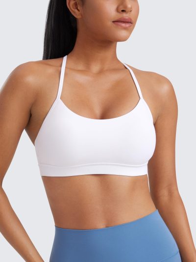 Butterluxe Womens Y Back Sports Bra - Padded Racerback Low Impact Spaghetti Thin Strap Workout Yoga Top