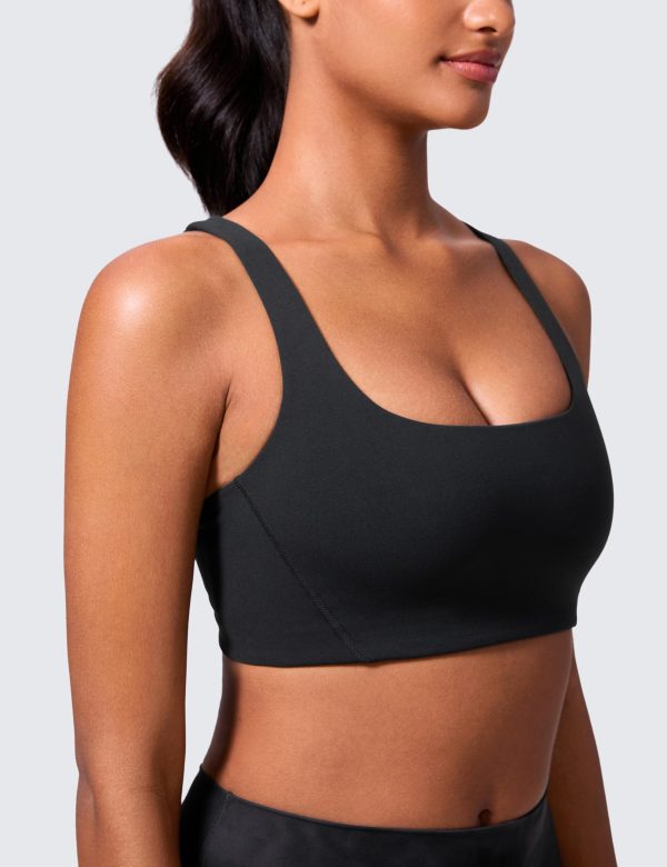 Butterlift Double Lined Square Neck Sports Bras for Women - Wireless V-Shaped Racerback Workout Yoga Top Non Padded