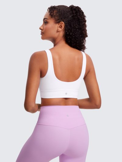 Butterluxe Womens U Back Sports Bra - Scoop Neck Padded Low Impact Yoga Clothes Workout Crop Top with Built in Pads