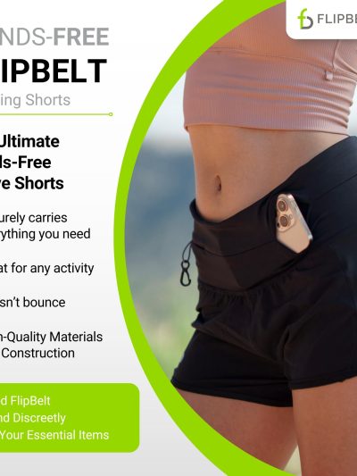 Women??s Running Shorts ?C Built-in  Running Belt for Phone/Essentials, Zipper Closure, USA Company