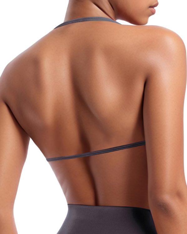 Halter Sports Bras for Women Padded Strappy Bra Open Back Workout Gym Crop