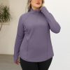 71nUdCuyX7L.jpg Womens Plus Size Workout Tops Long Sleeve 1/4 Zip UV Sun Protection Quick Dry Hiking Athletic Shirts Rash Guard UPF 50+