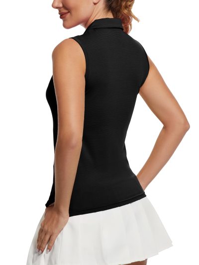 Women's Sleeveless Golf Shirts UPF 50+ Quickly Dry Tennis Polo Lightweight Sports Athletic Tank Tops
